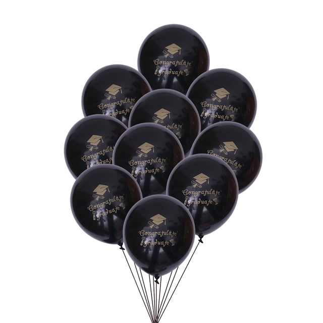 KAKOWELY 10 globos decorativos con impresión de graduación para fiesta de estudiantes de posgrado (negros)