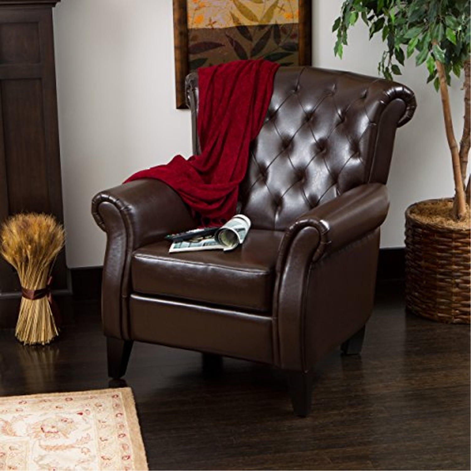 Christopher Knight Home Greggory Leather Club Chair, Hazelnut - Walmart.com - Walmart.com