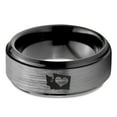 thumbnail image 2 of Tungsten Washington The Evergreen State Heart Band Ring 8mm Men Women Comfort Fit Black Step Bevel Edge Brushed Gray Polished, 2 of 4