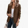 thumbnail image 5 of Women's Solid Lapel Blazer Jacket, Long Sleeve Button Front Suit Coat with Pockets, Casual Business Outerwear Brown XL(XL), 5 of 6