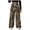 Brown, variant on Women's Camo Baggy Pants Camouflage Wide Leg Drawstring Waist Trousers with Pockets (Coffee, L)