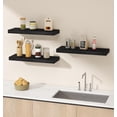 thumbnail image 6 of 6 Pack Black Floating Shelves,24" W x 5.8" D x 1.5" H, Holds Up to 37 Lbs, Ideal for Living Room, Bedroom, Bathroom, Kitchen, Office, Storage, Display, with Invisible Brackets Wall Shelves, 6 of 14