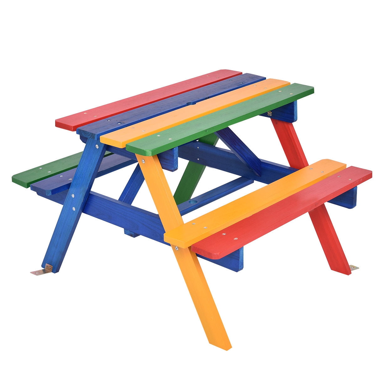4 Seat Kids Picnic Table w//Umbrella Garden Yard Folding Children Bench Outdoor