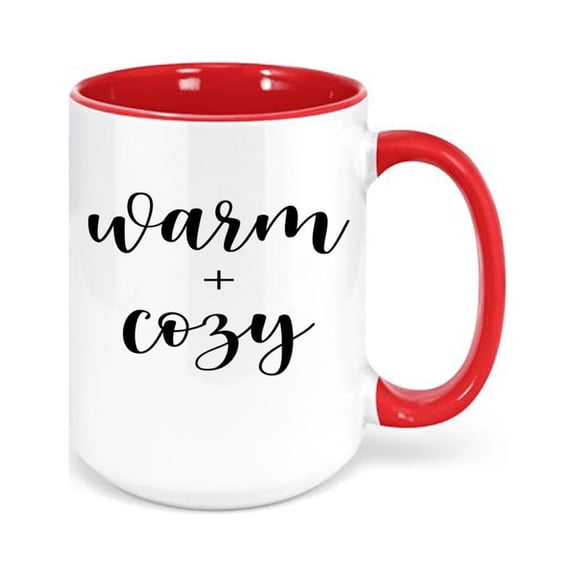 Warm And Cozy Coffee Mug, Christmas Mug, Christmas Decor, Christmas Coffee Cup, Holiday Mug, Sublimated Design, Christmas Gift, Cozy Cups, RED