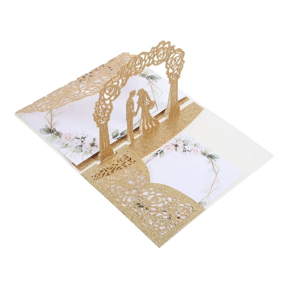 WHAMVOX 1 Set Elegant 3d Wedding Card Set Bride And Groom Invitations Cards With Envelopes And Inner Paper Greeting Cards For Wedding Engagement Party Invitations Announcement Keepsakes