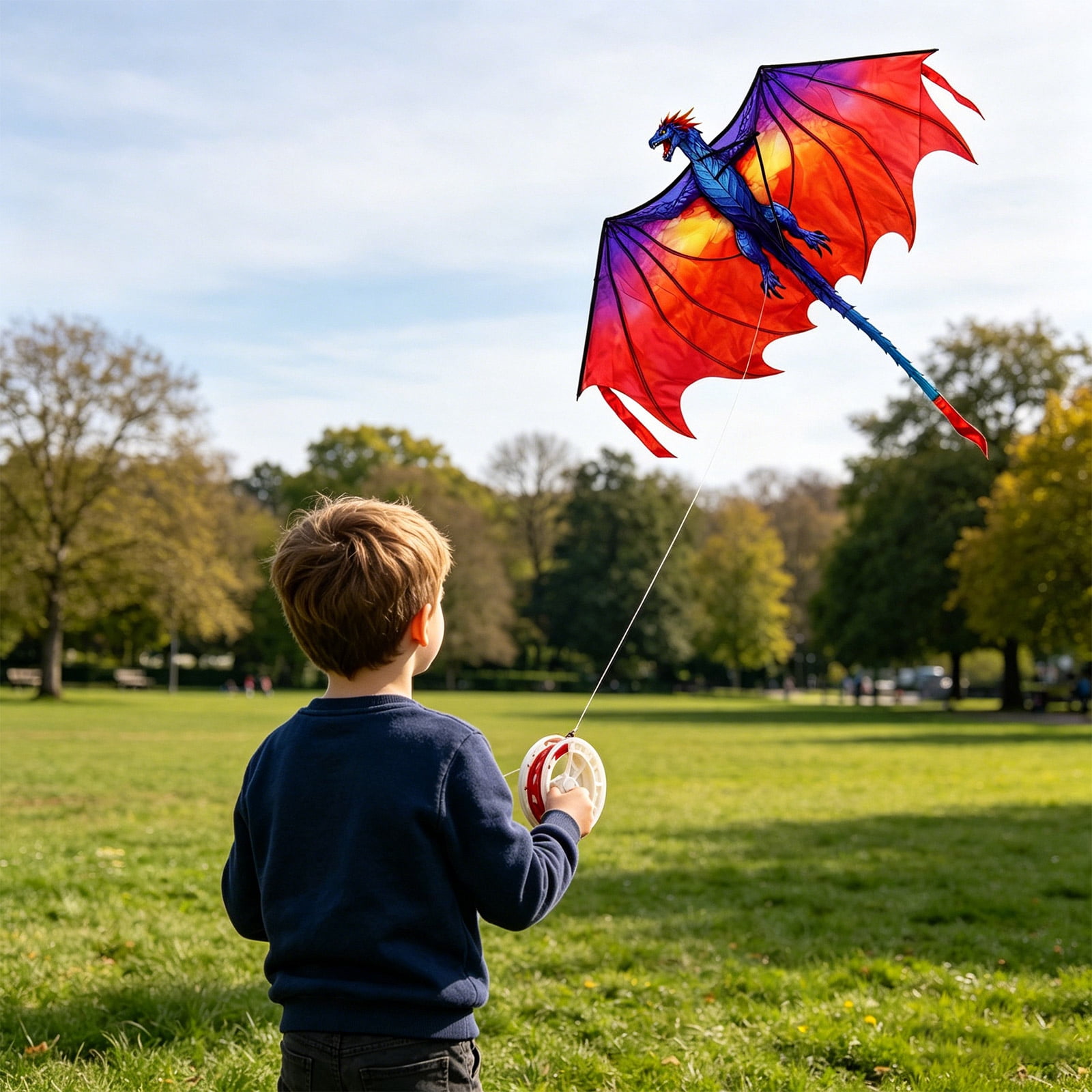 EclipseJewels Dinosaur Kite for Kids and Adults - Easy to Fly with String, Colorful Large Beach Kite for Outdoor Games Family Fun,B