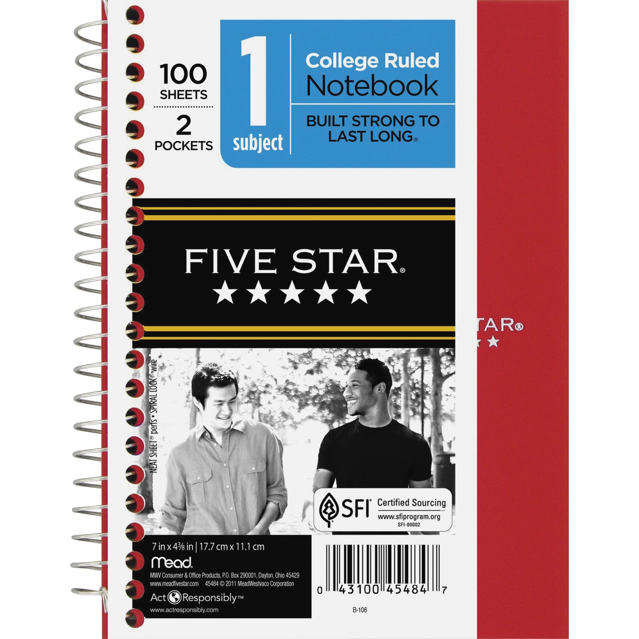 Five Star Personal Spiral Notebook, 100 Sheets, College Ruled, 7" x 5 1/2", Assorted (45484) - image 3 of 3