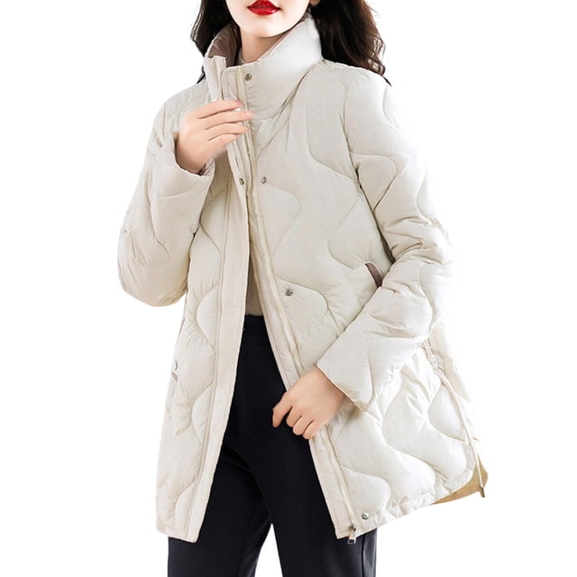 Doudoune Femme Manches Longues avec Poches Style Décontracté Hiver