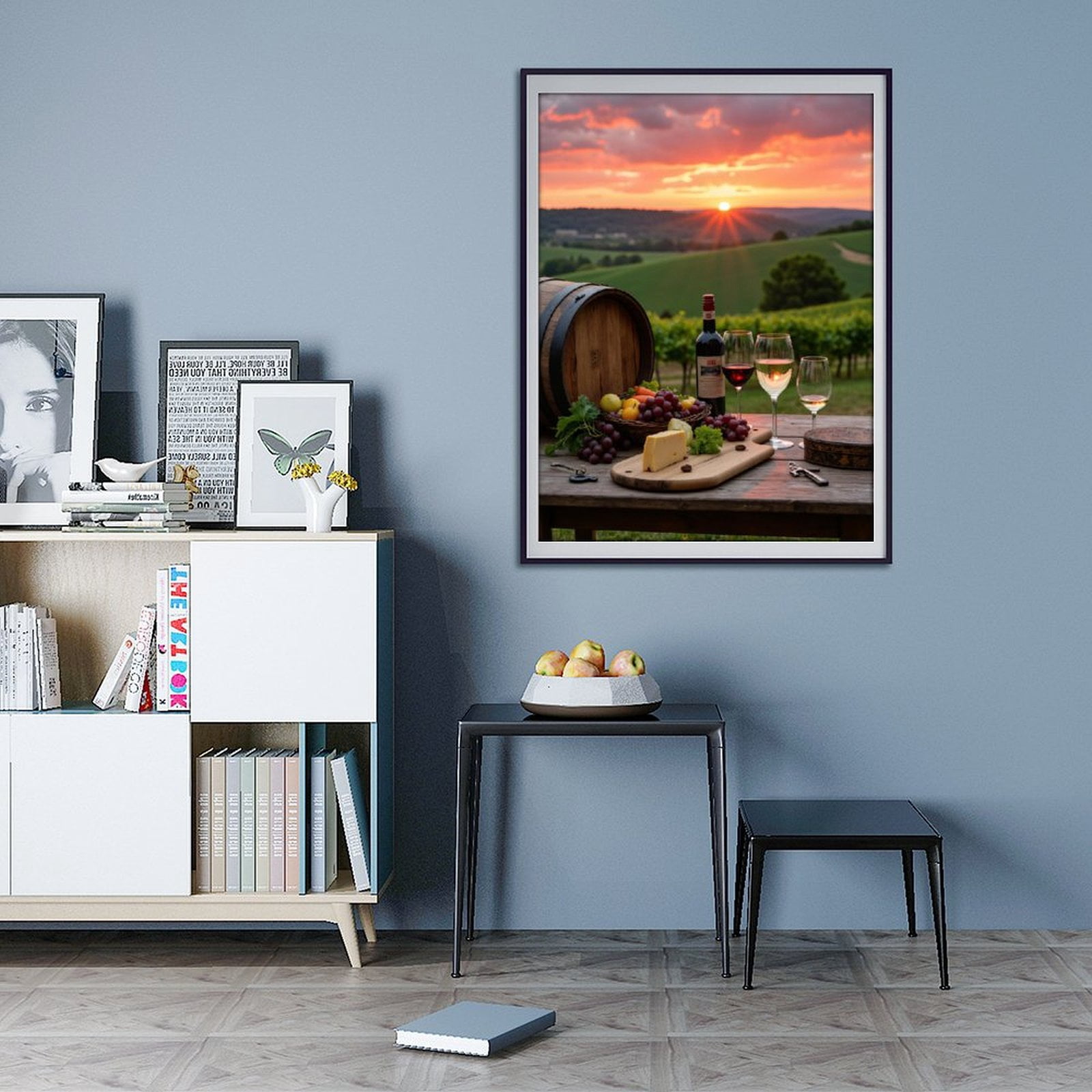 Diamond Art Kits for Adults - 5d Sunset Vineyard Wine Cheese Orchard Diamond Painting for Adults, Diamond Art for Adults Beginners, Diamond Painting Kits for Adults for Home Wall Decor