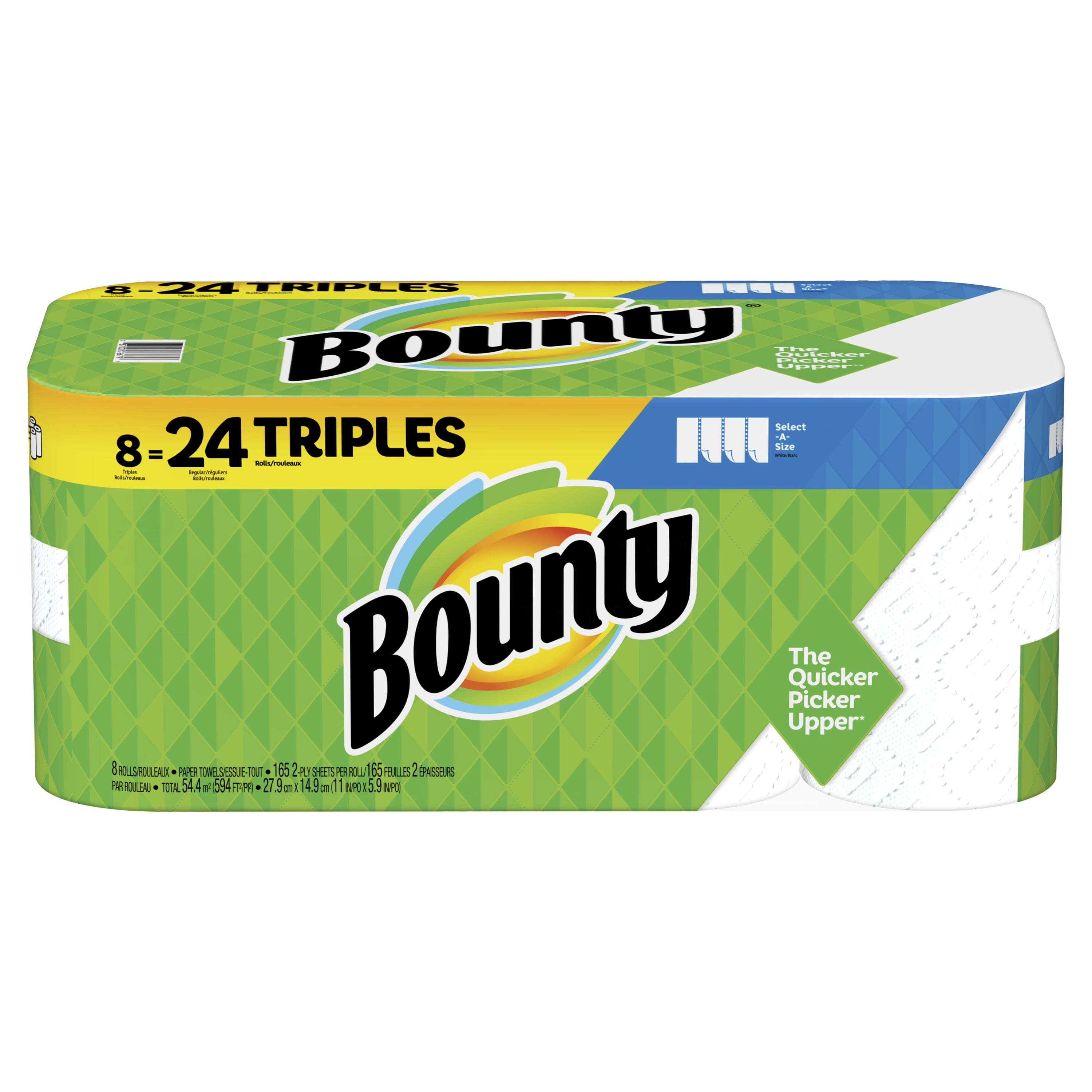 Bounty Select A Size Paper Towels White 8 Triple Rolls Walmart Com Walmart Com