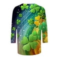 thumbnail image 4 of Yteetum 3/4 Length Sleeve Womens Tops Oversized Crewneck St Patricks Day Shamrocks Graphic Print T Shirt Womens Casual Plus Size Round Neck Loose Irish Festivities Three Quarter Sleeve Shirt, 4 of 6