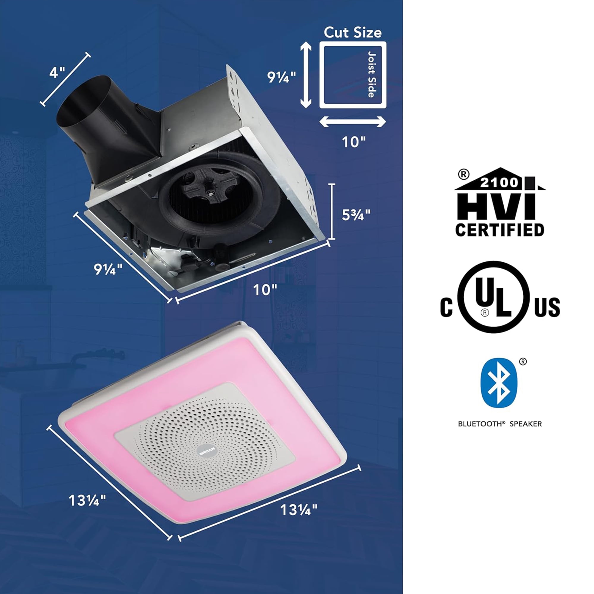 Broan-NuTone ChromaComfort Vent Fan with LED Light, 110 CFM 1.5