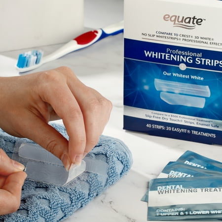 Equate Professional Whitening Strips, Enamel-Safe, 40 Whitening Strips (20 Treatments)