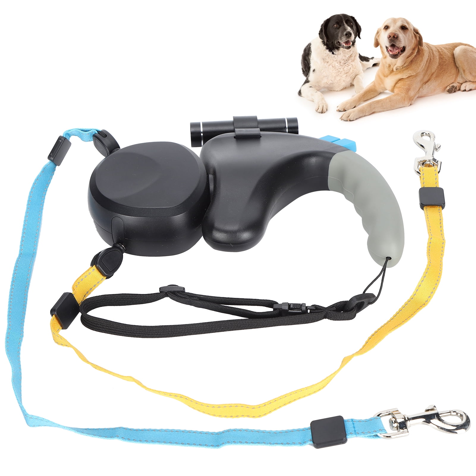 Dual Retractable Dog Leash, Extendable Dog Leash Feel Comfortable with Spotlight Pet Leash Dog  Leash with Lanyard for Dogs for Go for Walk Black