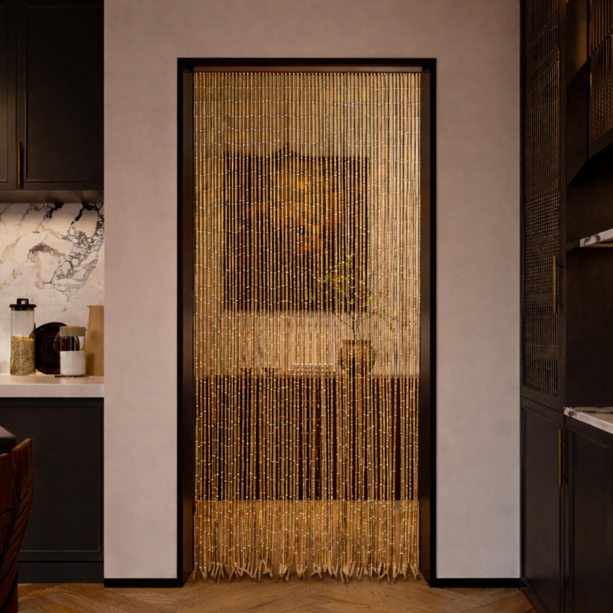 Beaded Doorway Curtains Natural (With Round Bead) Decorative Indoor Hanging Blinds