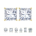 thumbnail image 1 of Pendientes JeenMata de solitario de moissanita de corte princesa de 1 quilate y 4 puntas, chapados en oro amarillo, 1 of 8
