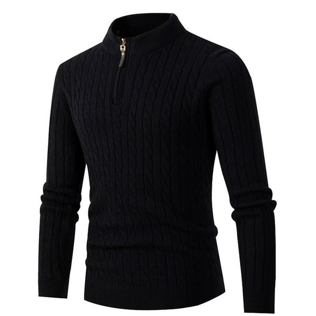 EGNMCR Chandails à Col Roulé pour Hommes Chandails à Col Roulé pour Hommes Demi-Col Roulé Chandail Tricoté à Fermeture Éclair Manches Longues Ourlet Côtelé Chemise, Cadeaux pour Hommes