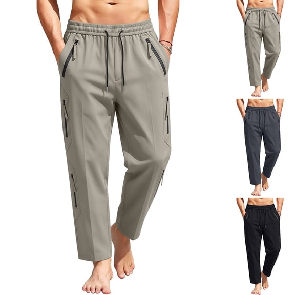 YABCSAZ Mens Lightweight Hiking Pants Breathable Quick Dry Stretch Cargo Pants Outdoor Waterproof Camping Running Athletic Active Work Pants Trousers with Zipper Multi Pockets