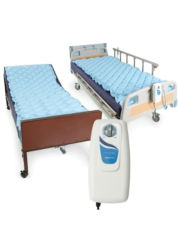 AireMed Alternating Air Pressure System with (2) Mattress Pads - Air Mattress Topper for Hospital & Home Beds - Ultra Quiet Electric Pump System - Air Mattress for Hospital Beds - Bed Sore Relief