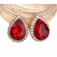 thumbnail image 2 of Clip on 1" gold teardrop earrings in a variety of color and clear stones, 2 of 7