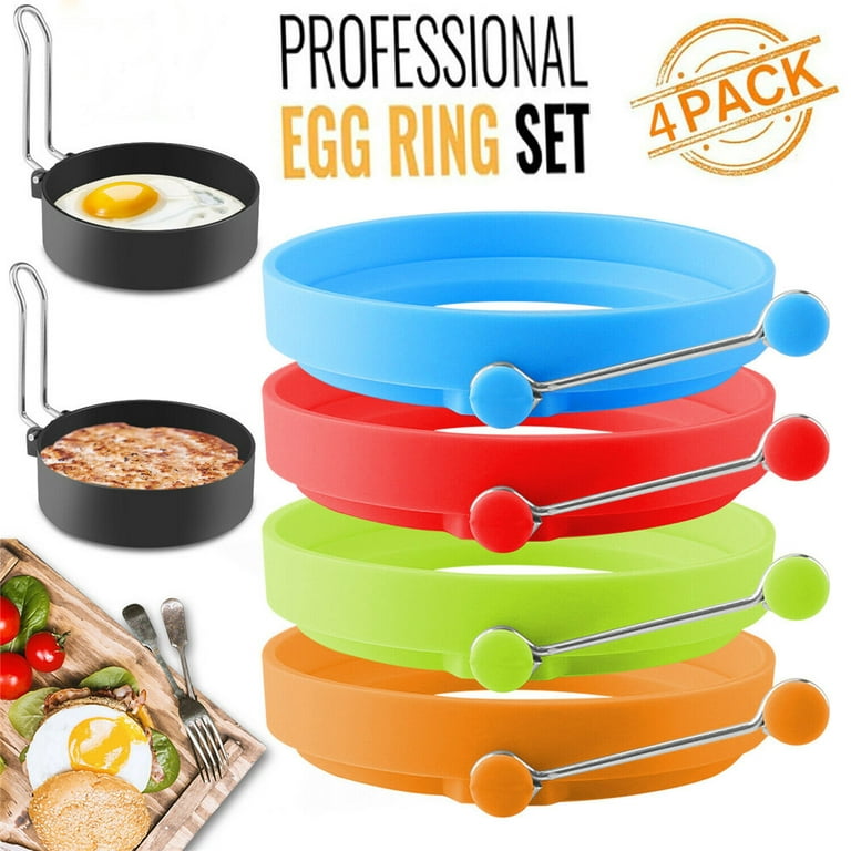 4Pcs Red Silicone Fried Egg Pancake Ring Omelette Fried Egg Round