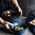 thumbnail image 7 of Qeeadeea Ceramic Ramen Bowls Set Of 2, Colorful Large Soup Bowls, Pasta Salad Bowls Large Serving Bowls Porcelain-dark green-1000ml 35oz, 7 of 7