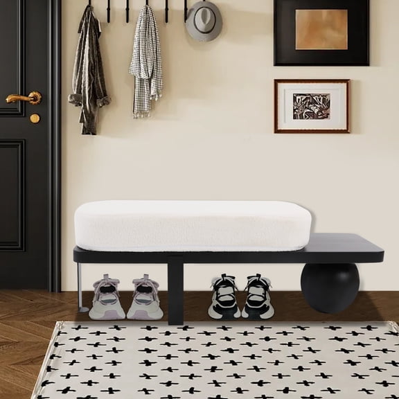 Modern Solid Wood Entryway Bench Shoe Bench Floor Standing for Entryway/Bedroom/Living Room 120*35*45cm