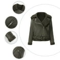 thumbnail image 6 of UJNDER Motorcycle Jacket for Women Winter Thick Warm Suede Lamb Short Coat Shearling Sheepskin Leather Green M, 6 of 6