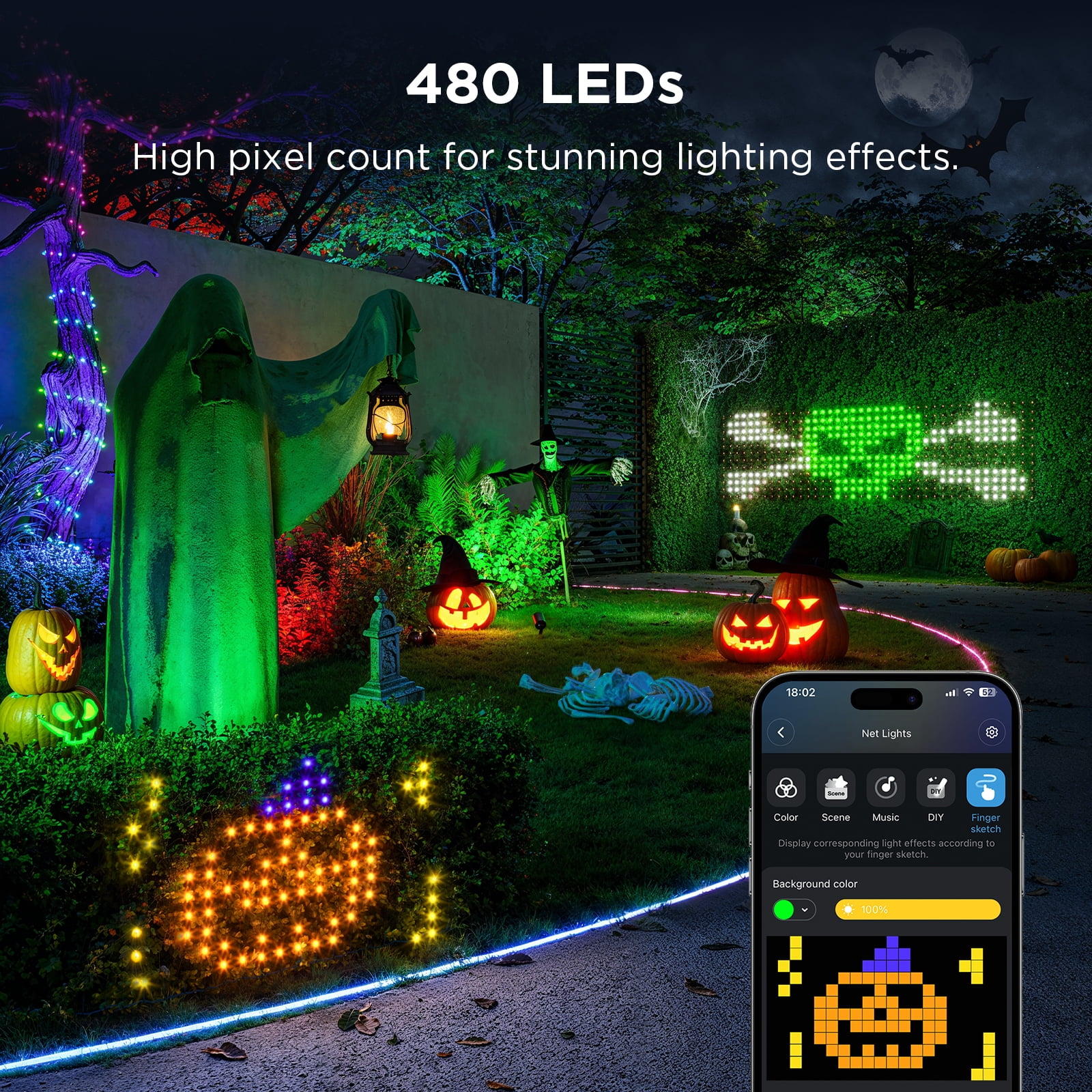 Govee LED Net Lights for Bushes, 2.8ft × 9.5ft, Animated Chirstmas Decorations, RGBIC Colorful Light Changing Effect, App & Voice Control