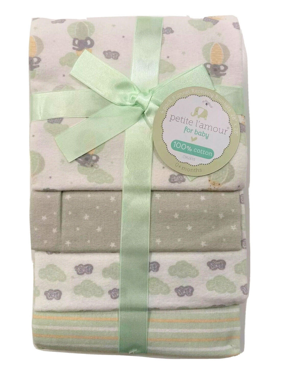 RECEIVING X4 PETITE UNISEX KOALA GREEN BLANKETS COTTON PACK BABY