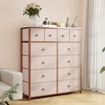thumbnail image 6 of Dresser for Bedroom with 12 Drawers Tall Dressers for Bedroom Fabric Dressers & Chest of Drawers with Sturdy Metal Frame, Wood Top, for Woman, Closet, 40.6" W x 11.8" D x 44.5" H (Pink), 6 of 18