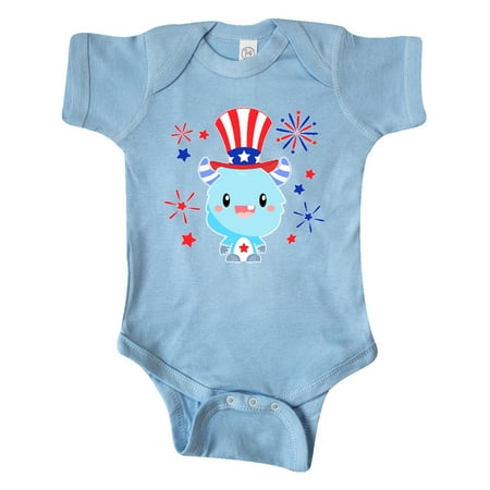 

Inktastic 4th of July Cute Monster with Blue and Red Fireworks Gift Baby Boy or Baby Girl Bodysuit