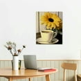 thumbnail image 2 of Acheng Canvas Wall Art Flowers Painting for Living Room Artistic Yellow Sunflower Coffee Cup Picture Still Life Artwork Framed Prints Ready to Hang 12x16 in, 2 of 5