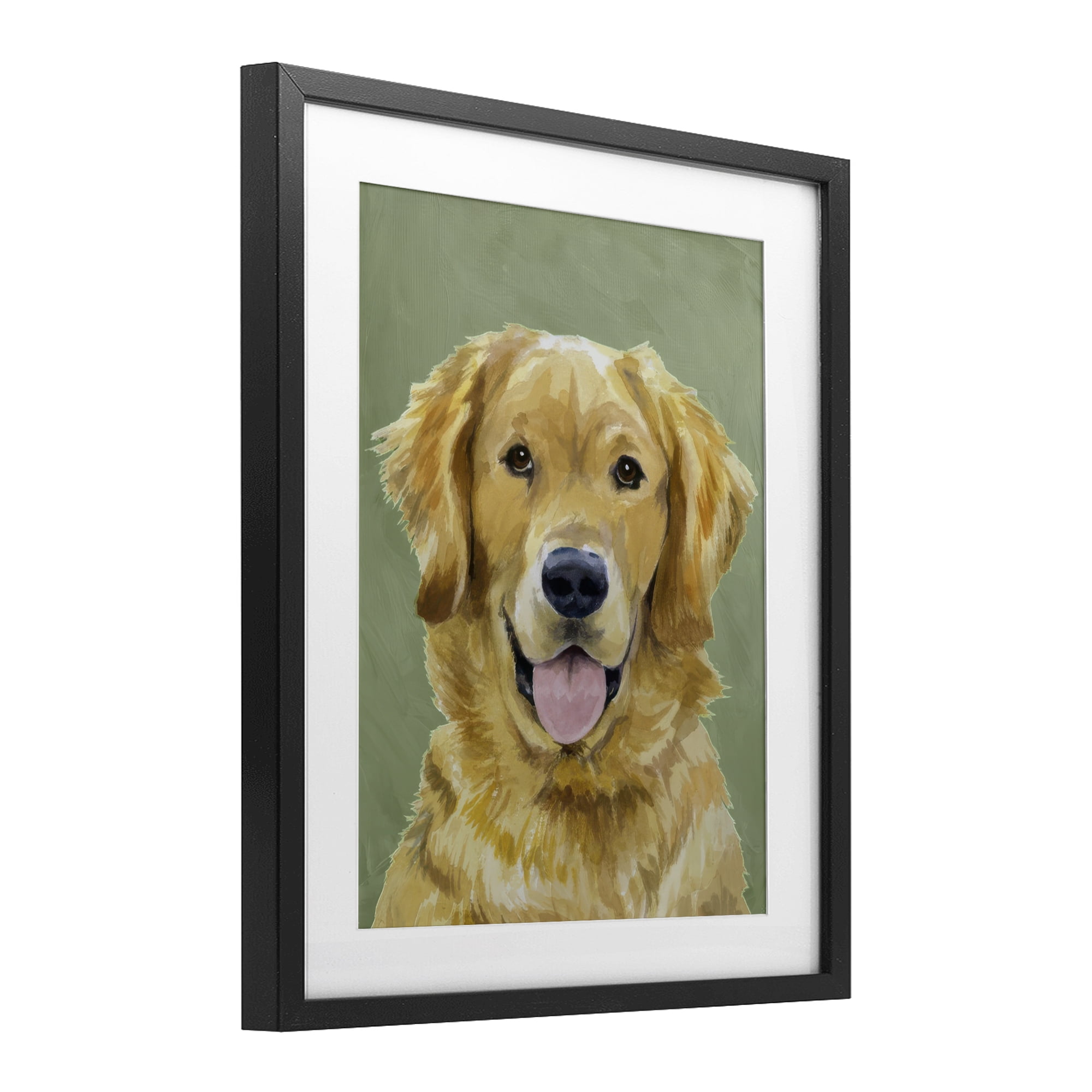 Stupell Industries Smiling Golden Retriever Portrait Black Framed Print Under Glass, design by Lil' Rue