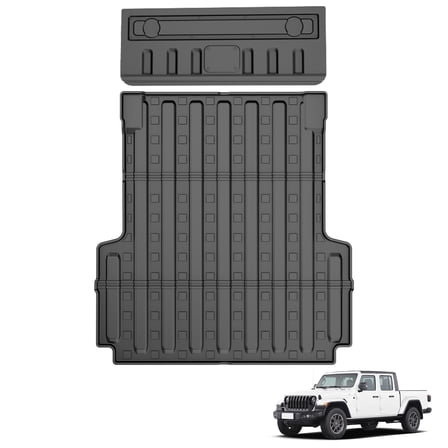 DIKSOAKR Truck Bed Liner and Tailgate Mat Fit for Jeep Gladiator JT 2020-2025 Custom Fit All Weather TPE Truck Bed Mat Car Accessories