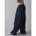 thumbnail image 6 of Women'S Drawstring Sweatpants Low Rise Baggy Wide Leg Pants with Pockets Navy Blue S, 6 of 9