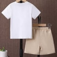 thumbnail image 4 of Staki Toddler Boy Summer Outfits Toddler Boys 2 Pieces T-shirts and Shorts Summer Outfit Striped Shirt Short Set 2-8Y(White & Beige,7-8 Years), 4 of 4