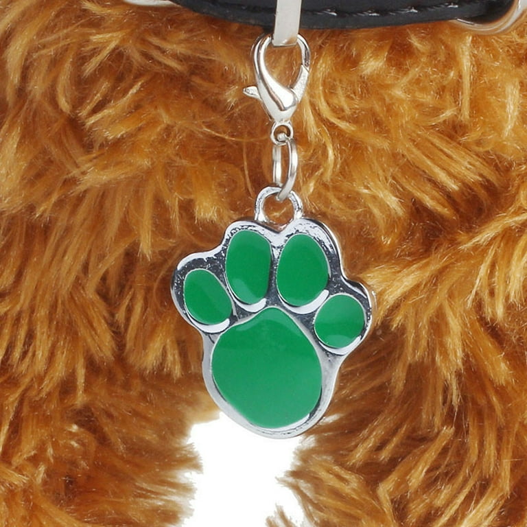 Yesbay 25mm Metal Blank Dog Tag Paw Rhinestone Pet Cat ID Name