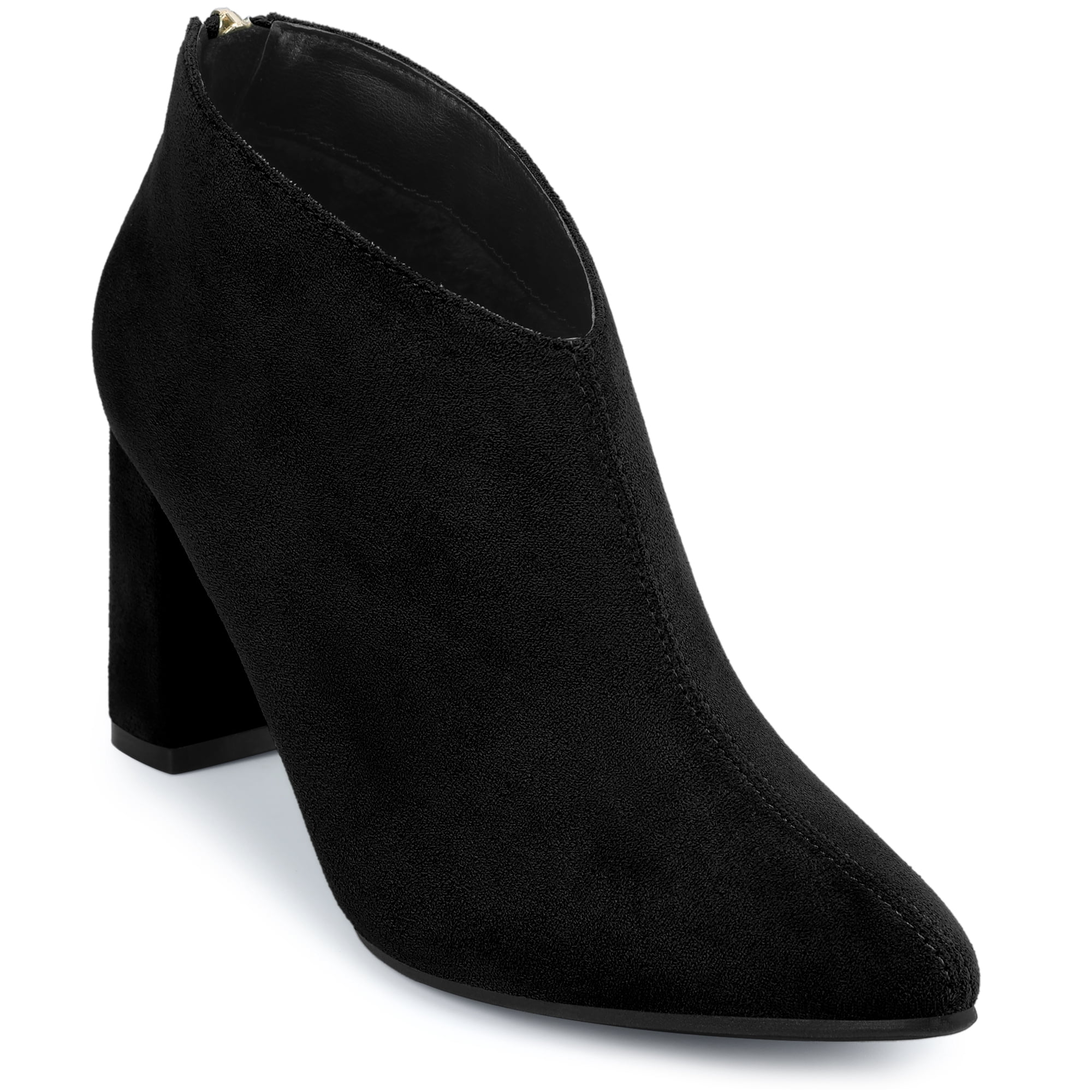 DARING DIVA Women's Pointed Toe Cutout Block Heel Ankle Booties Black 10