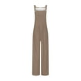 thumbnail image 5 of QATAINLAV 2025 Summer Sleeveless Jumpsuits for Women One Piece Baggy Palazzo Pants Solid Casual Wide Leg Romper with Pockets Vacation Outfits Loungewear Brown S Vacation Sales, 5 of 7