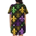 thumbnail image 3 of Rocae Mardi Gras1 for Two Piece Sleepwear Pajamas Sets for Women Soft Short-Sleeved Pjs with Lounge Shorts Medium, 3 of 9