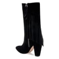 thumbnail image 3 of YDN Women Classic Tassel Fringes Cone High Heel Boots Mid Calf Booties Pointed Closed Toe Side Zipper Casual Shoes Size 8.5 Black, 3 of 5