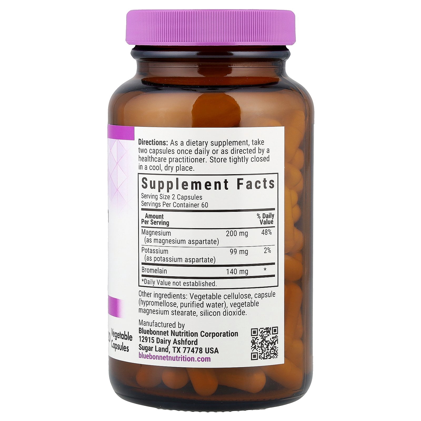 Bluebonnet Magnesium Potassium Plus Bromelain, 120 Ct
