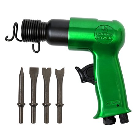 DYNAMIC POWER Short Barrel Air Hammer Kit with 4-Chisels, Alloyed steel barrel and heat-treated piston, 4500 bpm D319115-SA