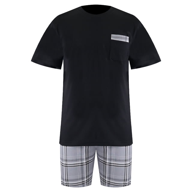 Pijama George para Caballero Set Playera Manga Corta Negro con Short Talla CH 2 Piezas