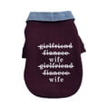 thumbnail image 2 of Flmtop Pet Cat Letter Printed Fake Two Pieces Turn-down Collar Sweater Dog Clothes Wine Red, 2 of 9