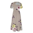 thumbnail image 4 of LOVZFMLL Robe Longue Ample à Manches Courtes Col Rond Imprimé Fleurs Multicolore m, 4 of 5