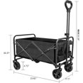 thumbnail image 3 of Collapsible Folding Garden Cart with Brake, Outdoor Camping Wagon with 360 Degree Swivel Wheels and Adjustable Handle, Park Utility Picnic Camping Cart, Black (5in), 3 of 11