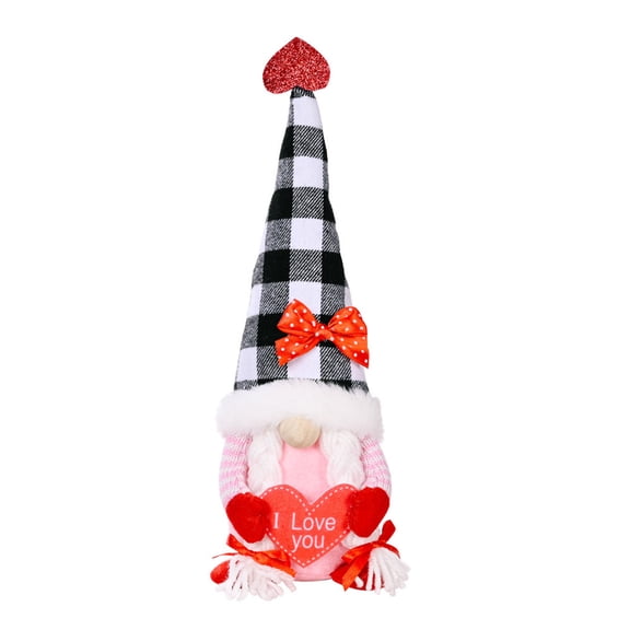 MUSUPER Valentine's Day Gnome Plush Elf Decoration Buffalo Plaid Bedroom Living Room