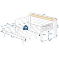 thumbnail image 2 of Daybed with Trundle Bed, Twin Bed Frame with Storage Headboard & Charging Station and LED Light, Heavy Duty Metal Day Bed Pop Up Trundle Bed for Living Room,Bedroom, White, 2 of 8